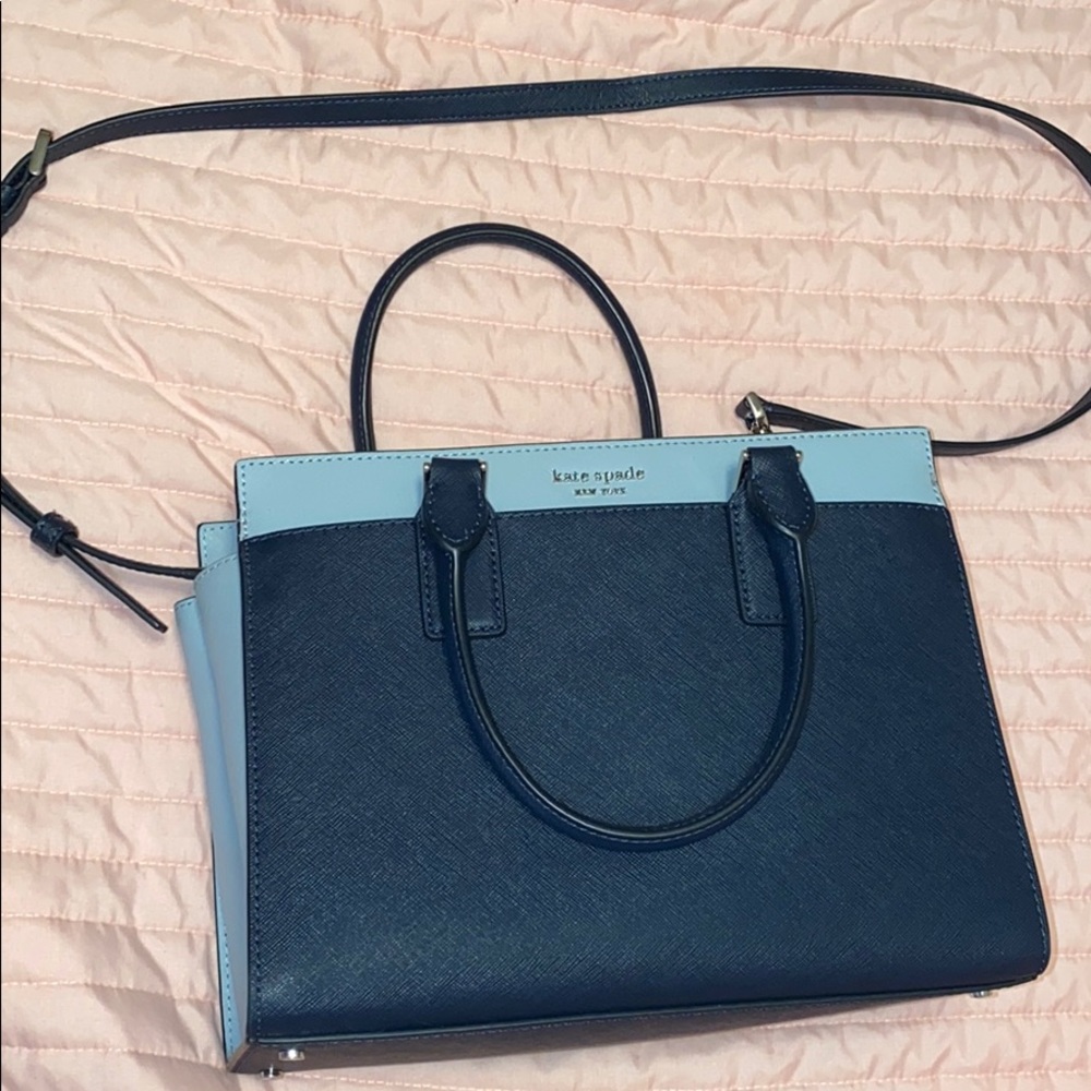 Kate Spade Medium Cameron Satchel in Navy/BabyBlue